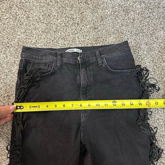 ZARA BASIC Z1975 DENIM Women's Fringe Denim Pants Size 6 - Picture 8 of 11